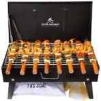 Barbeque Grill Charcoal- Barbeque Grill Set | Tandoori Grill for Home & BBQ Grill Set for Home | Barbecue Grill Chicken Maker with Accessories 8 skewers,1Grill,1kg Coal,1Tong,1Glove