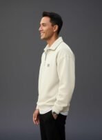 SMOWKLY Men’s Collar Chain Cotton Fleece Sweatshirt | Men High Neck Sweatshirt | Breathable,Half Zipper & Full Sleeves All Day Wear Sweaters | Warm Hoodie for Gym, Travel & Casual Winter Wear - Image 3