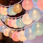 Party Propz Multicolour Cotton Ball Lights for Decoration -4 Meter, 10 LED Lights for Home Decoration, String Lights for Home Decorations, Decorative Lights, Fairy Light for Decorations