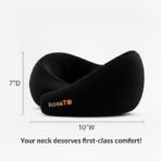 Travel Neck Pillow - 100% Memory Foam Neck Support Pillow for Flight Travel, Adjustable Velcro Straps, Includes Eye Mask & Noise Isolating Ear Plugs with Free Travel Pouch | Velvet Black - Image 6