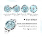 OLEVS Watch for Women Luxury Stylish Diamond Analog Quartz Chronograph Elegant Silver Stainless Steel Chain Waterproof Date Ladies Wrist Watch - Image 4