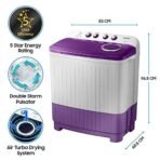 Samsung 7 kg, 5 star, Semi Automatic Top Load Washing Machine (WT70M3000UU/TL, Air Turbo Drying, LIGHT GRAY, 5 Year Warranty on Wash Motor) - Image 2