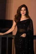 Shiv Textiles Women's Georgette Sequined Saree with Banglory Silk Blouse, Black - Sarees For Women - Image 3