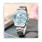 OLEVS Watch for Women Luxury Stylish Diamond Analog Quartz Chronograph Elegant Silver Stainless Steel Chain Waterproof Date Ladies Wrist Watch