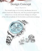 OLEVS Watch for Women Luxury Stylish Diamond Analog Quartz Chronograph Elegant Silver Stainless Steel Chain Waterproof Date Ladies Wrist Watch - Image 3