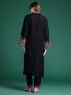 INDO ERA Women's Straight Cotton Blend Ethnic Motifs Embroidered Kurta & Pant Set (KS9BK10495) - Image 5