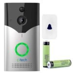 IFITech Wireless Smart Life 720P/1MP Video Resolution PIR Motion Detection Alert Night Vision Full HD Camera Built-in Rechargeable Battery Wireless Video Doorbell, Chime - Silver