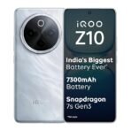 iQOO Z10 5G (Glacier Silver, 8GB RAM, 128GB Stroage) | India's Biggest Ever[AA1098/35] 7300 mAh Battery | Snapdragon 7s Gen 3 Processor | Brightest Quad Curved AMOLED Display in The Segment