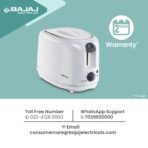 Bajaj ATX 4 750 watts 2-Slice Pop-up Toaster | Dust Cover & Slide Out Crumb Tray | 6-Level Browning Controls | Mid-Cycle Cancel Feature | 2-Yr Warranty | 750 watts | Electric Toaster 【White】 - Image 8