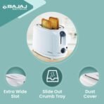Bajaj ATX 4 750 watts 2-Slice Pop-up Toaster | Dust Cover & Slide Out Crumb Tray | 6-Level Browning Controls | Mid-Cycle Cancel Feature | 2-Yr Warranty | 750 watts | Electric Toaster 【White】 - Image 5