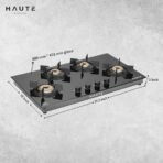 Haute Evoque Series 2.0 Black 4 Burner Manual Ignition Glass Gas Stove |8mm Atom Glass || Door Step Service | 5 years warranty on Burner, Glass, Valves By Haute Home - Image 2