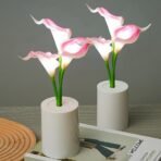 REFULGIX LED Flower Table Lamp – White & Pink Artificial Calla Lily Light in White Pot | Decorative LED Night Lamp for Home Décor, Bedroom, Diwali & Festive Gifting - Image 2