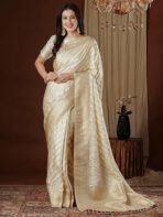 AKHILAM Women's Satin Silk Ethnic Motif Woven Design Saree With Unstitched Blouse (ARYA4401_FL_Parent) - Image 4
