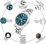 Matrix Black, Blue, White Dial, Day & Date Functioning, Stainless Steel Strap Analog Watch for Men & Women - Image 3