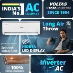 Voltas 243V Vectra Elite 2 ton 3 star inverter Split AC|4-IN-1 Adjustable mode|Energy Efficient|High ambient Cooling-cools even at 52°C|Anti dust filter with Anti-microbial coating|Copper Coil| White - Image 3