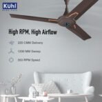KUHL Prima A7 1200mm Stylish 65% Power Saving BLDC Ceiling Fan with Remote |29W | BEE 5 Star Rated & ISI Marked|High Air Delivery with LED Indicators|2 Yrs Warranty |Espresso Brown Visit the KUHL Store - Image 5
