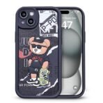 Enflamo for iPhone 15 Case Matte Back Silicone Cover 3D Designed | Camera Bump Protection (Black)