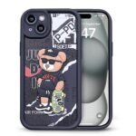 Enflamo for iPhone 15 Case Matte Back Silicone Cover 3D Designed | Camera Bump Protection (Black)