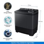 Samsung 9.5 Kg, 5 Star, Semi-Automatic Top Load Washing Machine (WT95A4260GD/TL, Air Turbo Drying, Dark Gray, 5 Year Warranty on Wash Motor) - Image 2