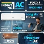 Voltas 245V Vectra Plus 2 ton 5 star inverter Split AC|4-IN-1 Adjustable mode| Energy Efficient|High ambient Cooling-cools even at 52°C|Anti dust filter with Anti-microbial coating| Copper Coil|White - Image 3