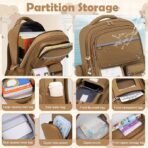 PALAY® Backpack with 6 Badges & Capybara Post Cards, Cute Bag Charm, Cute Girls Multi Compartment Kawaii Backpack Birthday Gift School Bags Gift for Girls - Image 2