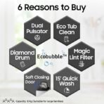 Samsung 8 kg, 5 star, Eco Bubble Tech, Digital Inverter Motor, Soft Closing Door, Fully-Automatic Top Load Washing Machine (WA80BG4441BGTL, Light Gray) - Image 3