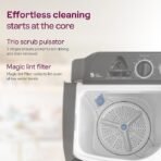 Godrej 7.5 Kg 5 Star, Trio Scrub Pulsator for Powerful scrub and Stain Removal, Toughened Glass Translucent Lid, Semi Automatic Top Load Washing Machine (WS EDGE CLS 75 5.0 PN2 GPGR, Graphite Grey) - Image 2