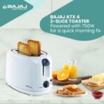 Bajaj ATX 4 750 watts 2-Slice Pop-up Toaster | Dust Cover & Slide Out Crumb Tray | 6-Level Browning Controls | Mid-Cycle Cancel Feature | 2-Yr Warranty | 750 watts | Electric Toaster 【White】 - Image 3