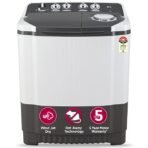 LG 7 Kg 5 Star Wind Jet Dry Semi-Automatic Top Loading Washing Machine (P7020NGAZ, Dark Gray, Rat Away Feature)