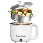 InstaCuppa 3-in-1 Multi Cook Kettle with Steamer, 1.2 L Inner Pot, Adjustable Temperature Settings, Wide Mouth, Ideal for Boiling Milk, Tea, Coffee, Eggs & Steaming Veggies, 600 Watts, Elegant White