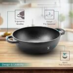 VAYA HauteChef Cast Iron Kadai, 24 cm, Pre-Seasoned & Naturally Non-Stick, 100% Pure & Toxin-Free, Deep Design for Frying & Curries, Induction Base, Rust-Resistant, Ergonomic Handles - Image 2