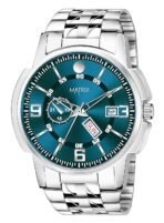Matrix Black, Blue, White Dial, Day & Date Functioning, Stainless Steel Strap Analog Watch for Men & Women