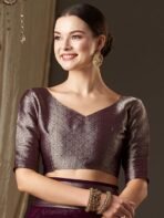 AKHILAM Women's Woven Design Solid Georgette Kanjeevaram Saree With Unstiched Blouse Piece - Image 7