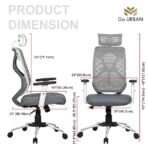 Da URBAN® Merlion Office Chair,High Back Mesh Ergonomic Home Office Desk Chair with 3 Years Warranty, Adjustable Armrests,Adjustable Lumbar Support,Tilt Lock Mechanism (Grey)Da URBAN® Merlion Office Chair,High Back Mesh Ergonomic Home Office Desk Chair with 3 Years Warranty, Adjustable Armrests,Adjustable Lumbar Support,Tilt Lock Mechanism (Grey) - Image 2