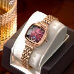 LONGBO Labaoli Women Stainless Steel Watches Analog Rose Gold Band and Square Dial Women's Watch for Girls &Miss & Ladies Diamond Studded with Stylish Watches Waterproof | Gift for Wife | Gift for Sister - Image 2