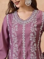 Globus Women Yellow Floral Print Mandarin Collar A-Line Kurta - Image 6