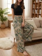 Leriya Fashion Trouser For Woman | Sharara For Women |Women's Boho Harem Pants | Rayon Palazzo Plazo Pant For Womans Loose Fit Baggy Trousers with Elastic Waistband | Casual Yoga & Lounge Wear (Available in Plus Size) - Image 4