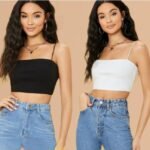 Pack of 2 Casual Shoulder Straps Solid Women Black, White Top