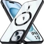 Doubledicestore Back Cover for Apple iPhone 15 (Transparent, Black, Magsafe, Pack of: 1)