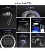 realme Buds T310 with 12.4mm Driver, 46dB ANC, Spatial Audio and upto 40 hours Playback Bluetooth (Vibrant Black, True Wireless) - Image 2