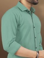 Men Regular Fit Solid Spread Collar Casual Shirt [ M] - Image 2