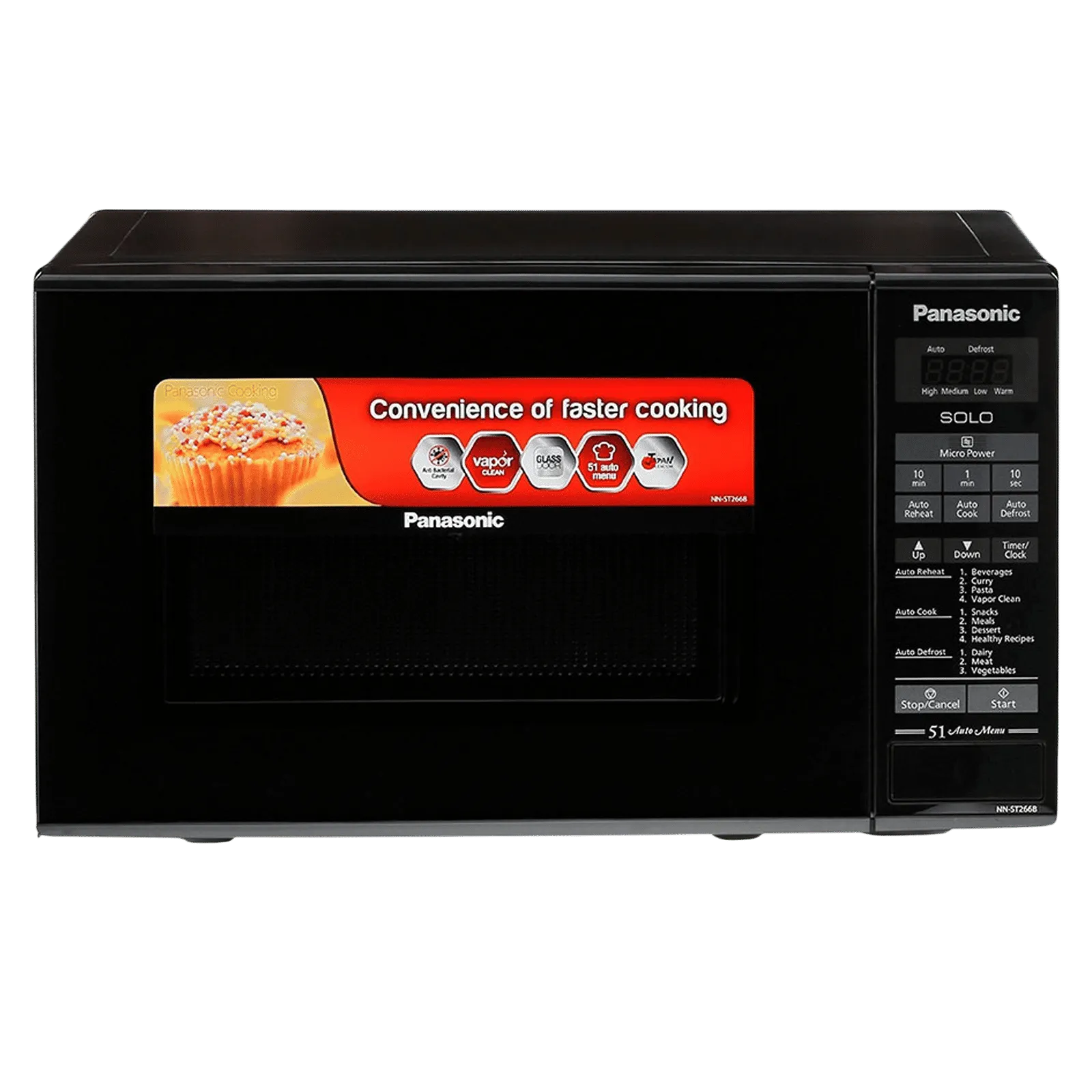 199318_0_MGa9sVbSx7 Panasonic 20L Solo Microwave Oven with 51 Autocook Menus (NN-ST266BFDG, Black) - Image 1