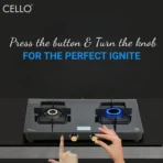 Black Pearl 2 Burner Toughened Glass Top Gas Stove, Brass Burners, Black Finish Glass Automatic Gas Stove (AA1104/189) - Image 5