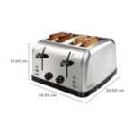 Russell Hobbs 1500W 4 Slice Pop-Up Toaster with Dual Browning Control (Silver) - Image 2