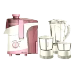 BAJAJ JX 30 500 Watt 3 Jars Juicer Mixer Grinder (18000 RPM, ISI Approved, White/Pink)