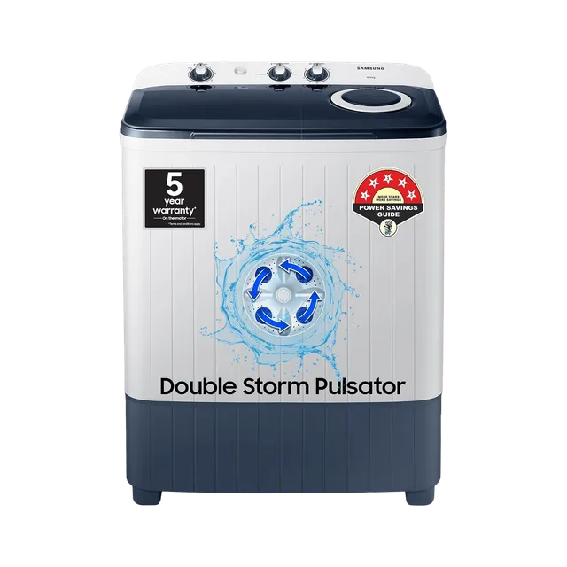 259281_0_wvvi4x SAMSUNG 6.5 kg 5 Star Semi Automatic Washing Machine with Air Turbo Drying (WT65R2200LL/TL, Light Gray & Blue Base) - Image 1