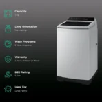 SAMSUNG 7 Kg 5 Star Inverter Fully Automatic Top Load Washing Machine (WA70BG4441YYTL, Ecobubble Technology, Lavender Grey) - Image 2