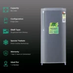 Croma 185 Litres 2 Star Direct Cool Single Door Refrigerator with Anti Fungal Gasket ( Criss Cross Metallic Grey) - Image 5