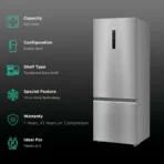 Haier 325 Litres 3 Star Frost Free Double Door Bottom Mount Convertible Refrigerator with Triple Inverter Technology (HRB-3753BBS-P, Brushline Silver) - Image 2
