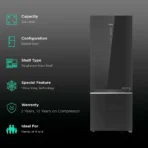 Haier 355 Litres 3 Star Frost Free Double Door Bottom Mount Convertible Refrigerator with Triple Inverter Technology (HRB-4053PKG-P, Black Glass) - Image 2